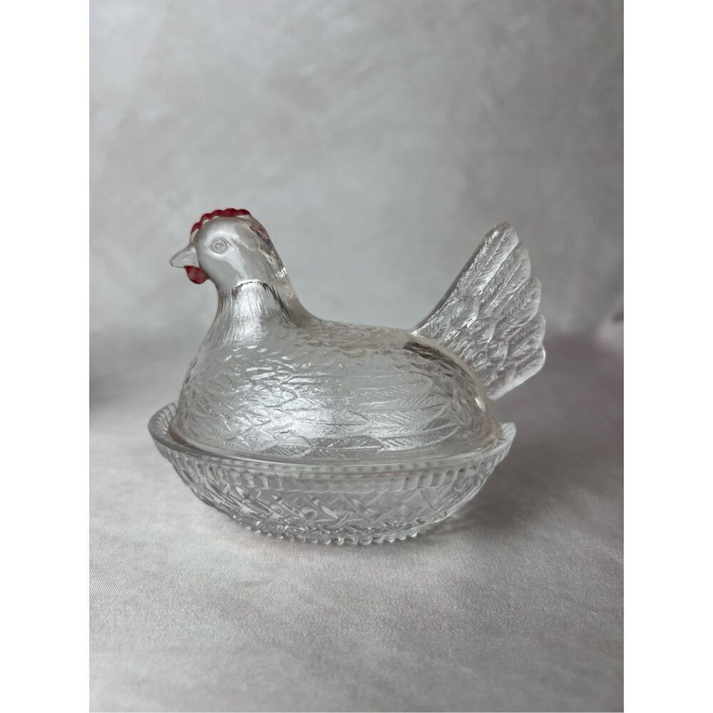 Vintage Implerial Glass Glass Hen on Nest
